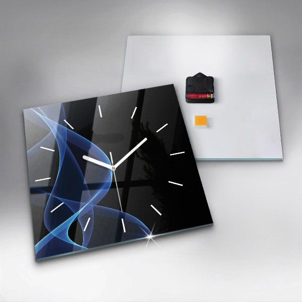 Square wall clock Blue lines