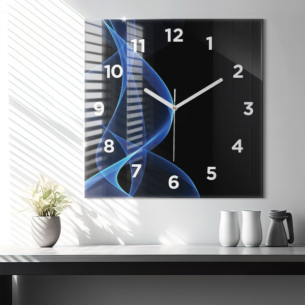 Square wall clock Blue lines