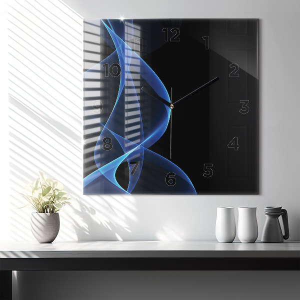 Square wall clock Blue lines