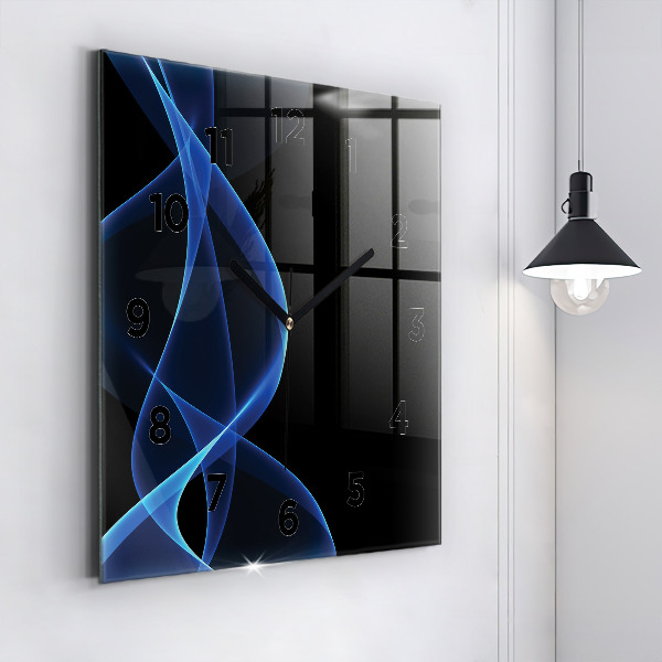 Square wall clock Blue lines