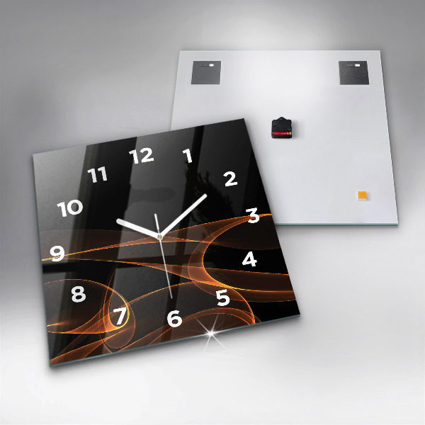 Square wall clock Orange lines