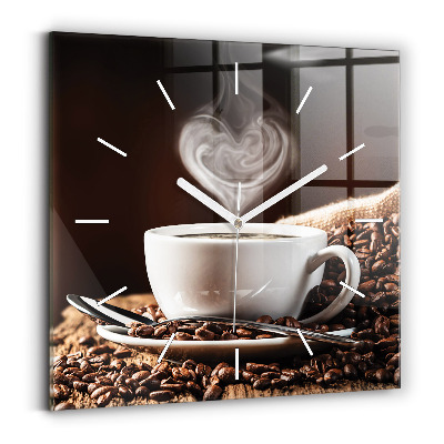 Square wall clock A cup of coffee