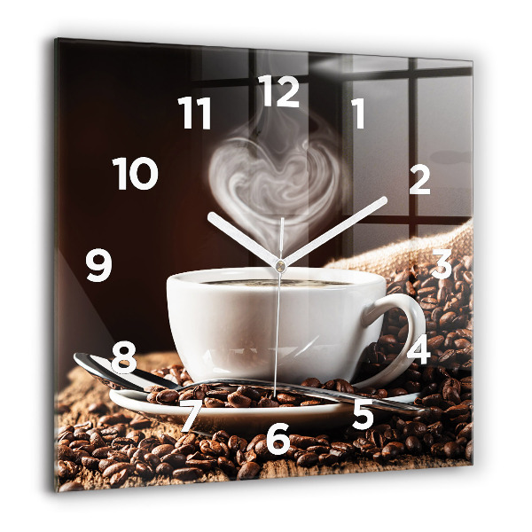 Square wall clock A cup of coffee