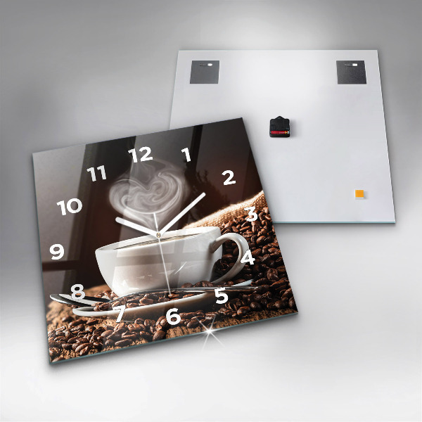 Square wall clock A cup of coffee