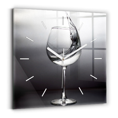 Square wall clock Glass of wine