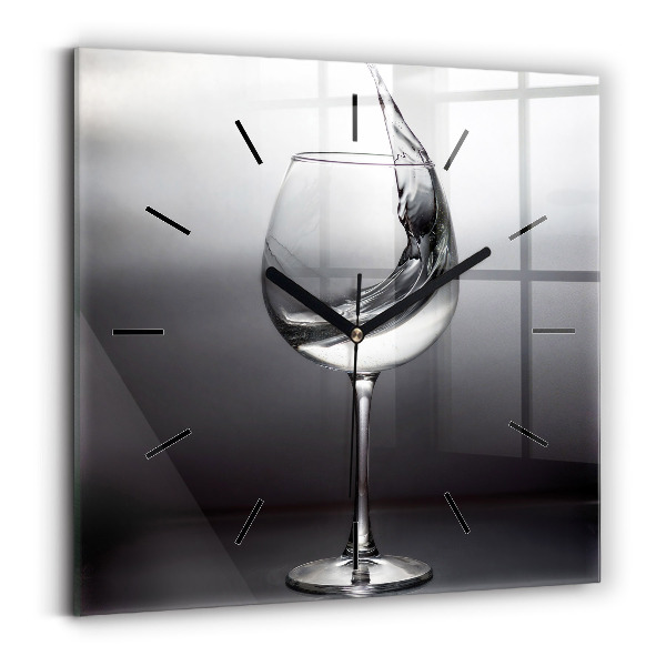 Square wall clock Glass of wine