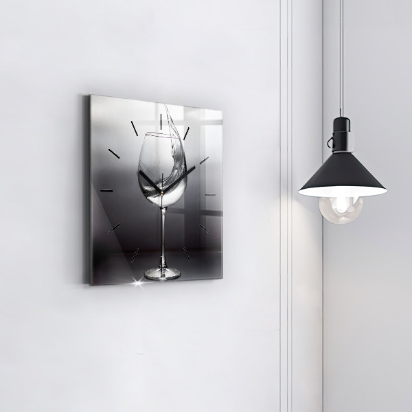 Square wall clock Glass of wine