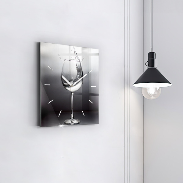 Square wall clock Glass of wine