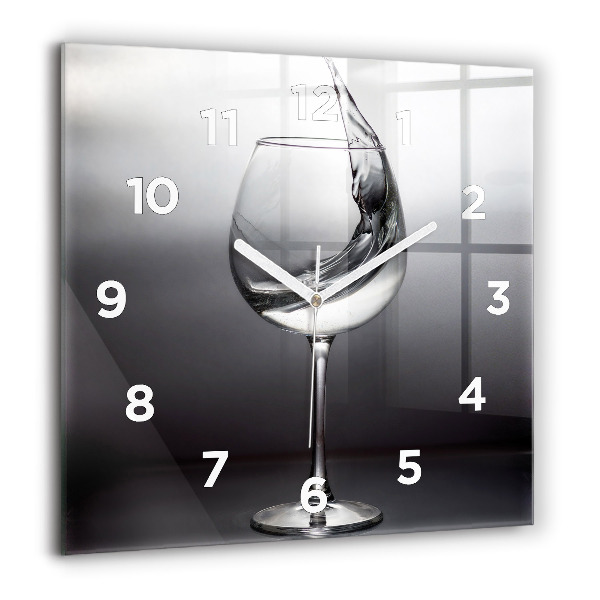 Square wall clock Glass of wine