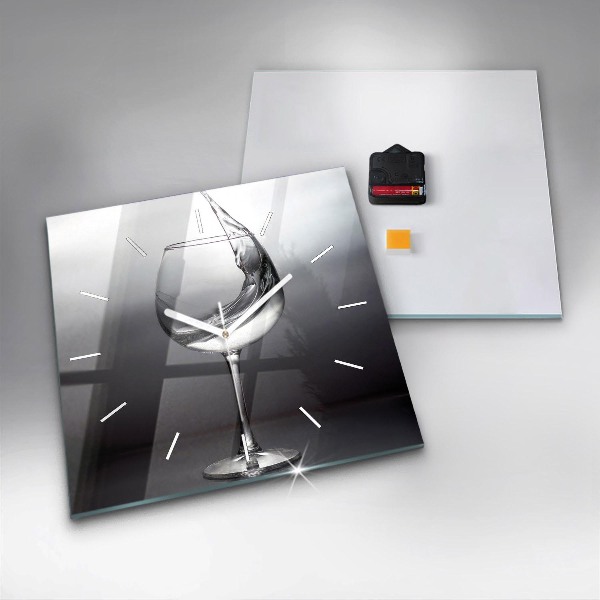 Square wall clock Glass of wine