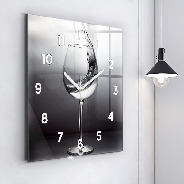 Square wall clock Glass of wine