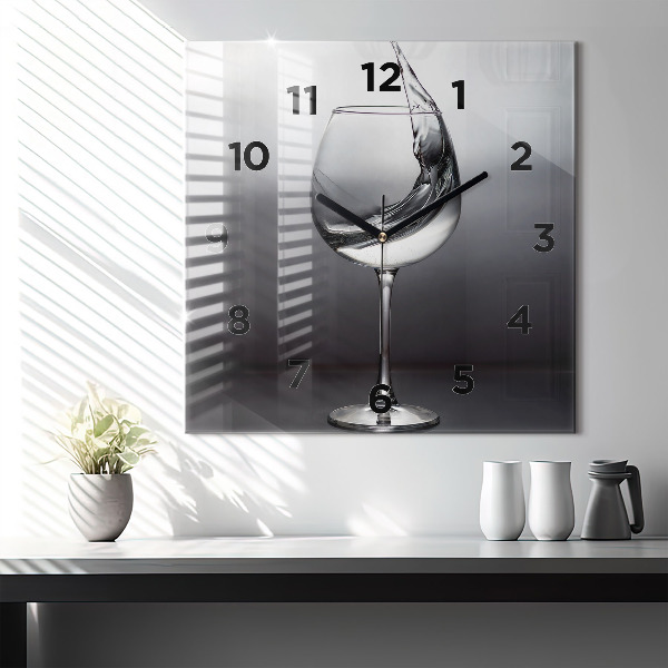 Square wall clock Glass of wine