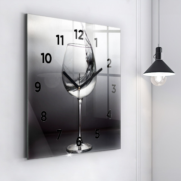 Square wall clock Glass of wine