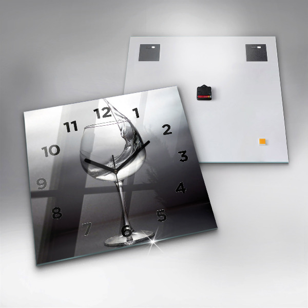 Square wall clock Glass of wine