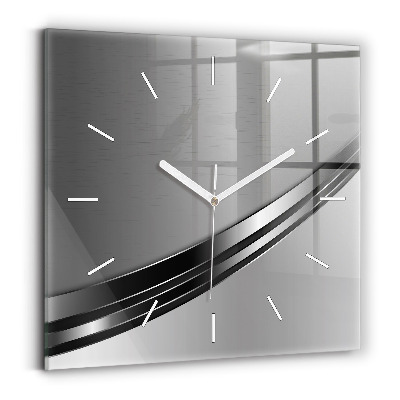 Square wall clock Silver lines