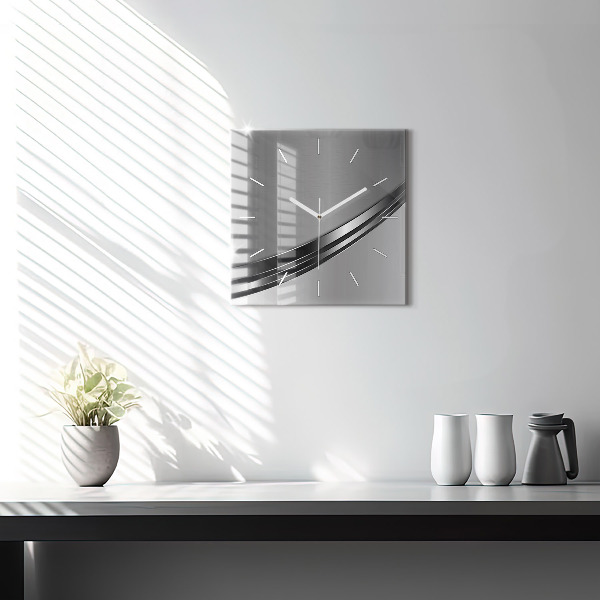 Square wall clock Silver lines