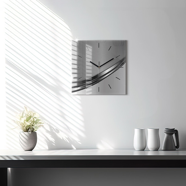 Square wall clock Silver lines