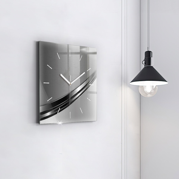 Square wall clock Silver lines