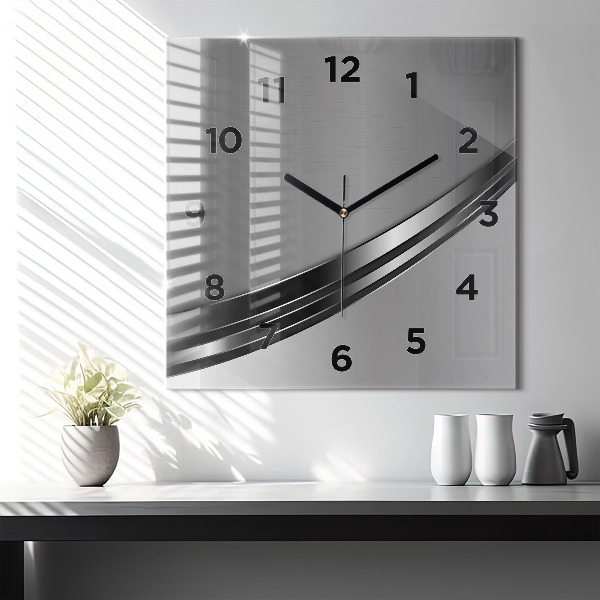 Square wall clock Silver lines