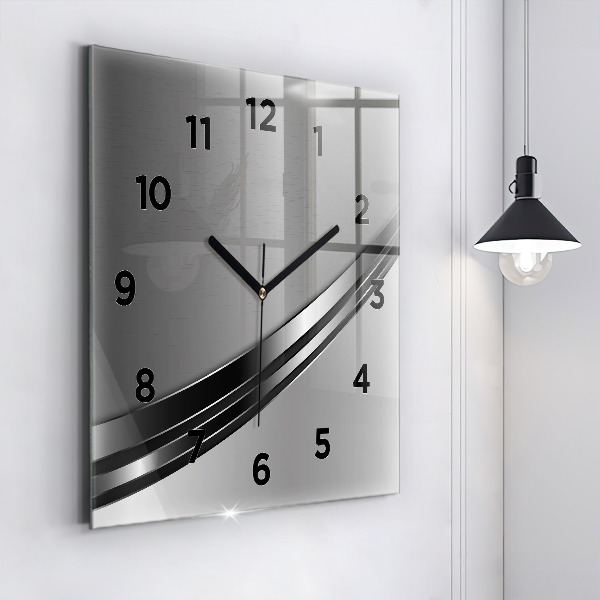 Square wall clock Silver lines