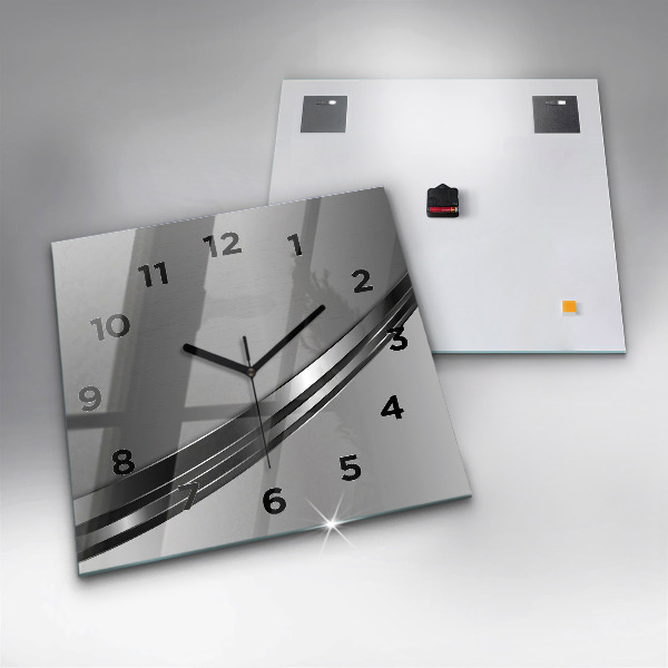Square wall clock Silver lines