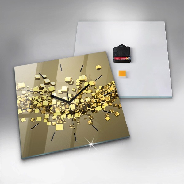 Square wall clock Golden squares