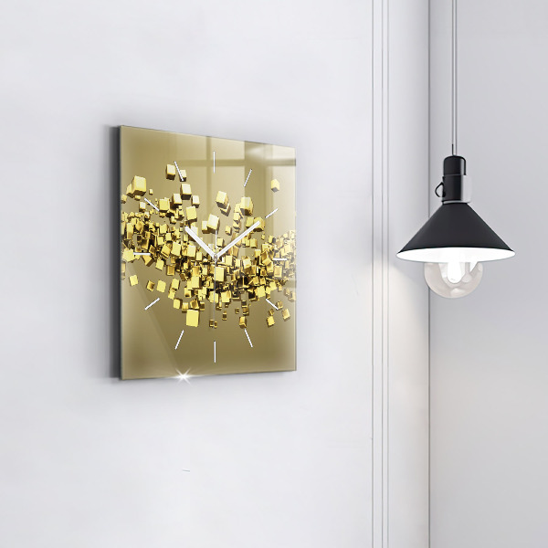Square wall clock Golden squares