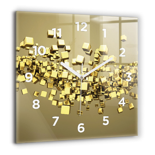 Square wall clock Golden squares