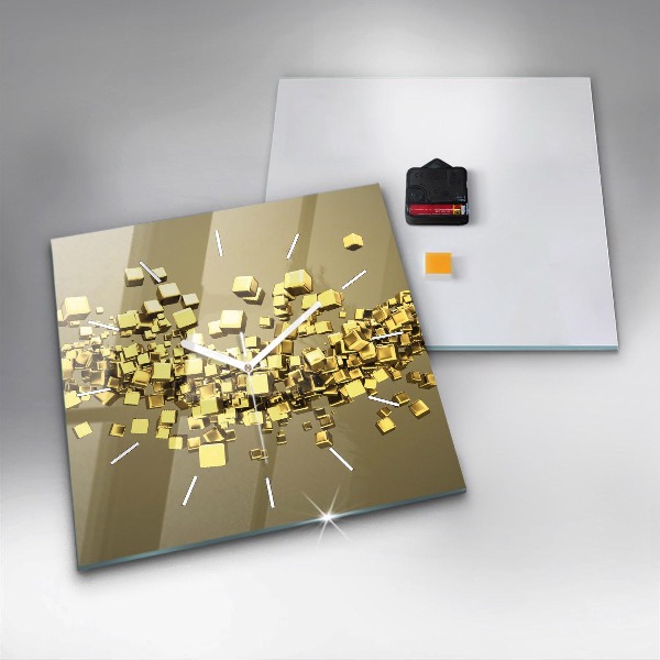 Square wall clock Golden squares