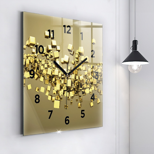 Square wall clock Golden squares