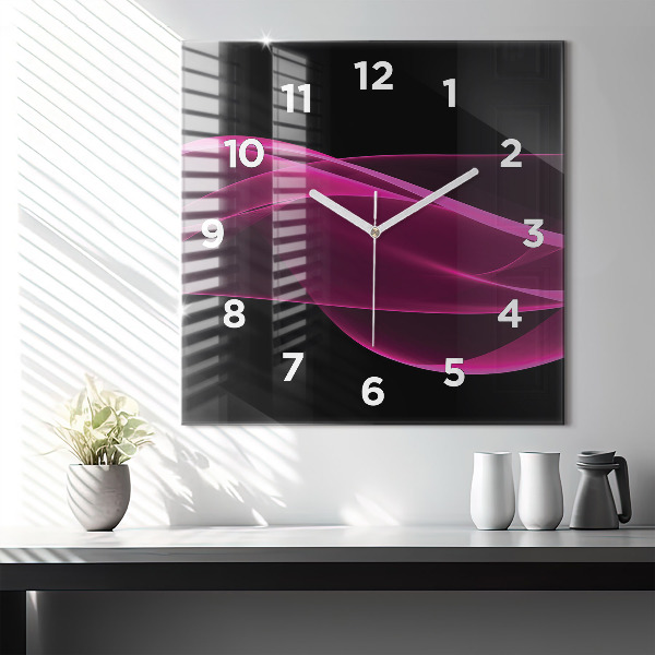 Square wall clock Pink abstraction