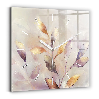 Square wall clock Abstract boho leaves