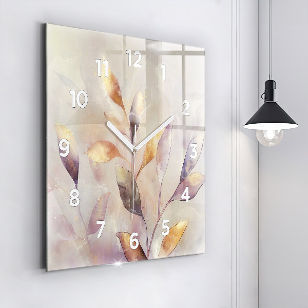 Square wall clock Abstract boho leaves