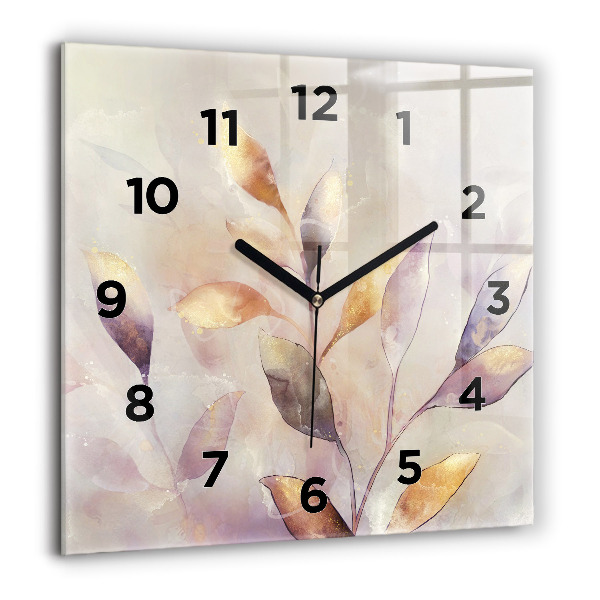 Square wall clock Abstract boho leaves