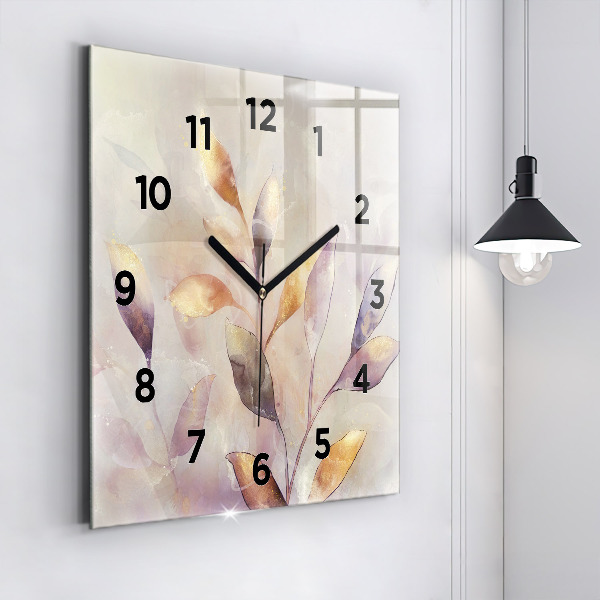 Square wall clock Abstract boho leaves