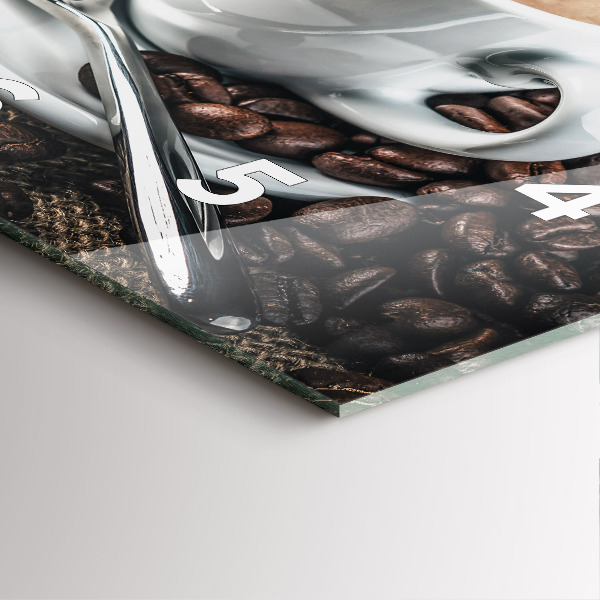 Square wall clock Cup and coffee beans