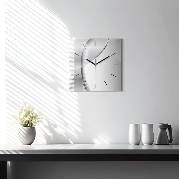 Square wall clock Silver abstraction