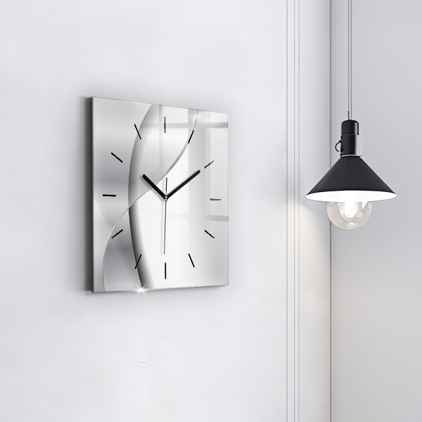 Square wall clock Silver abstraction
