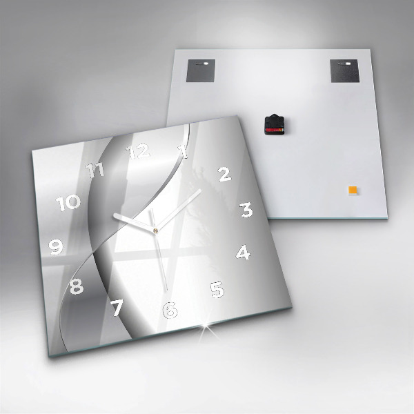 Square wall clock Silver abstraction