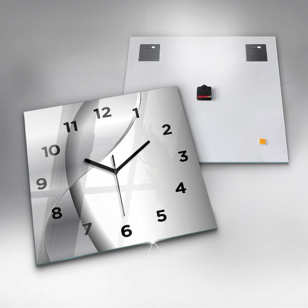Square wall clock Silver abstraction