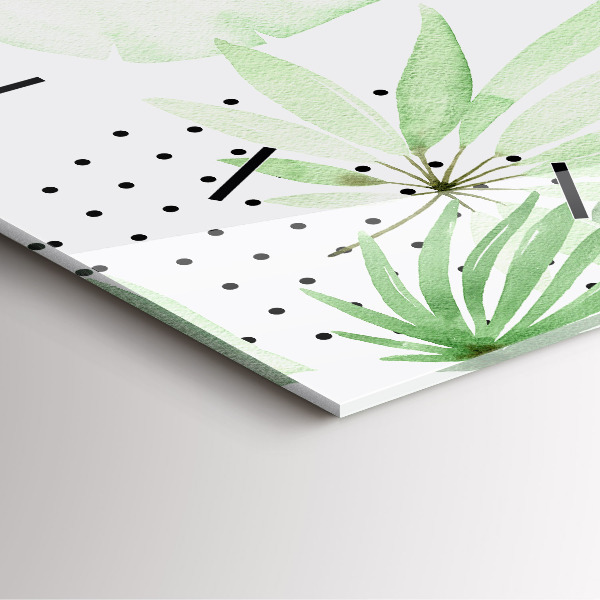 Square wall clock Green leaves