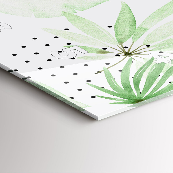 Square wall clock Green leaves