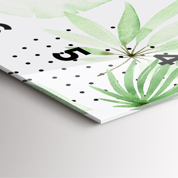 Square wall clock Green leaves