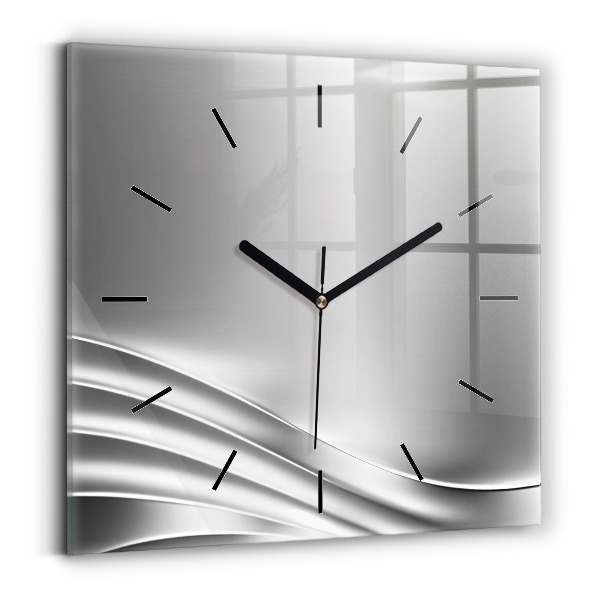 Square wall clock Silver abstraction