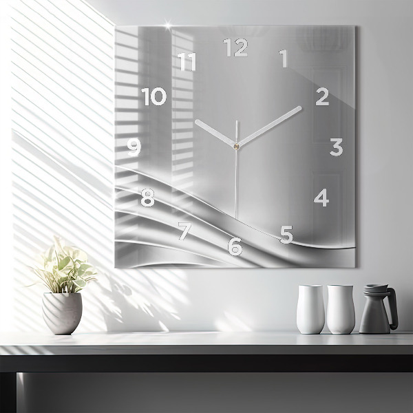 Square wall clock Silver abstraction
