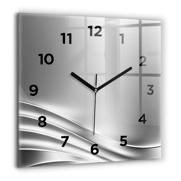 Square wall clock Silver abstraction