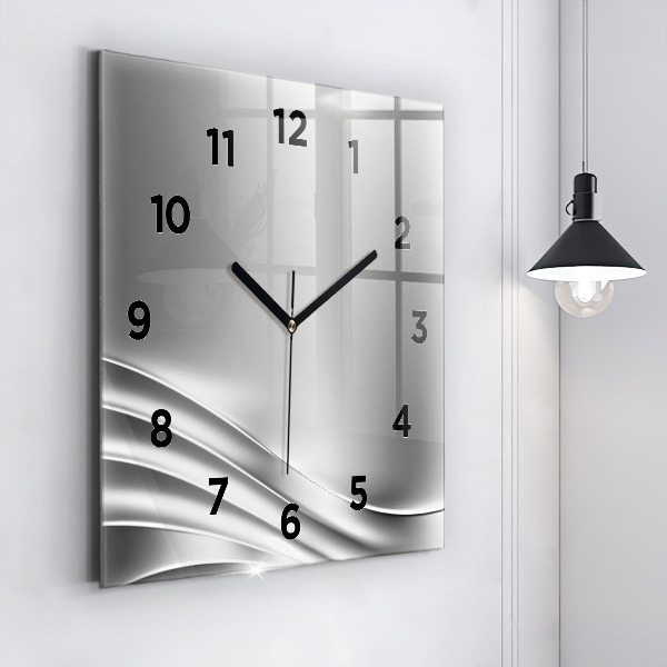 Square wall clock Silver abstraction