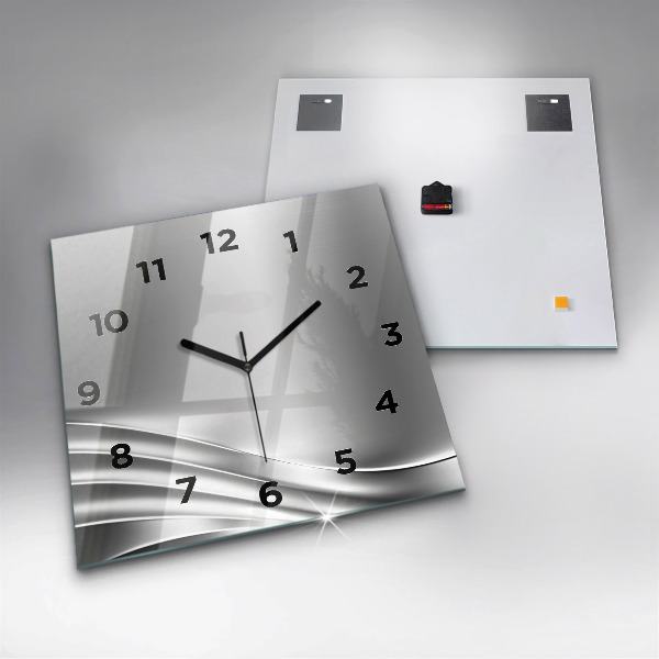 Square wall clock Silver abstraction