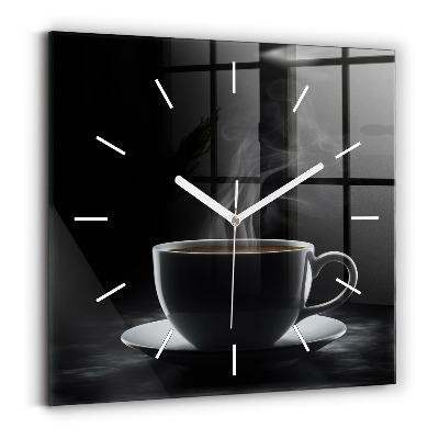 Square wall clock A cup of black coffee