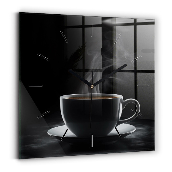 Square wall clock A cup of black coffee